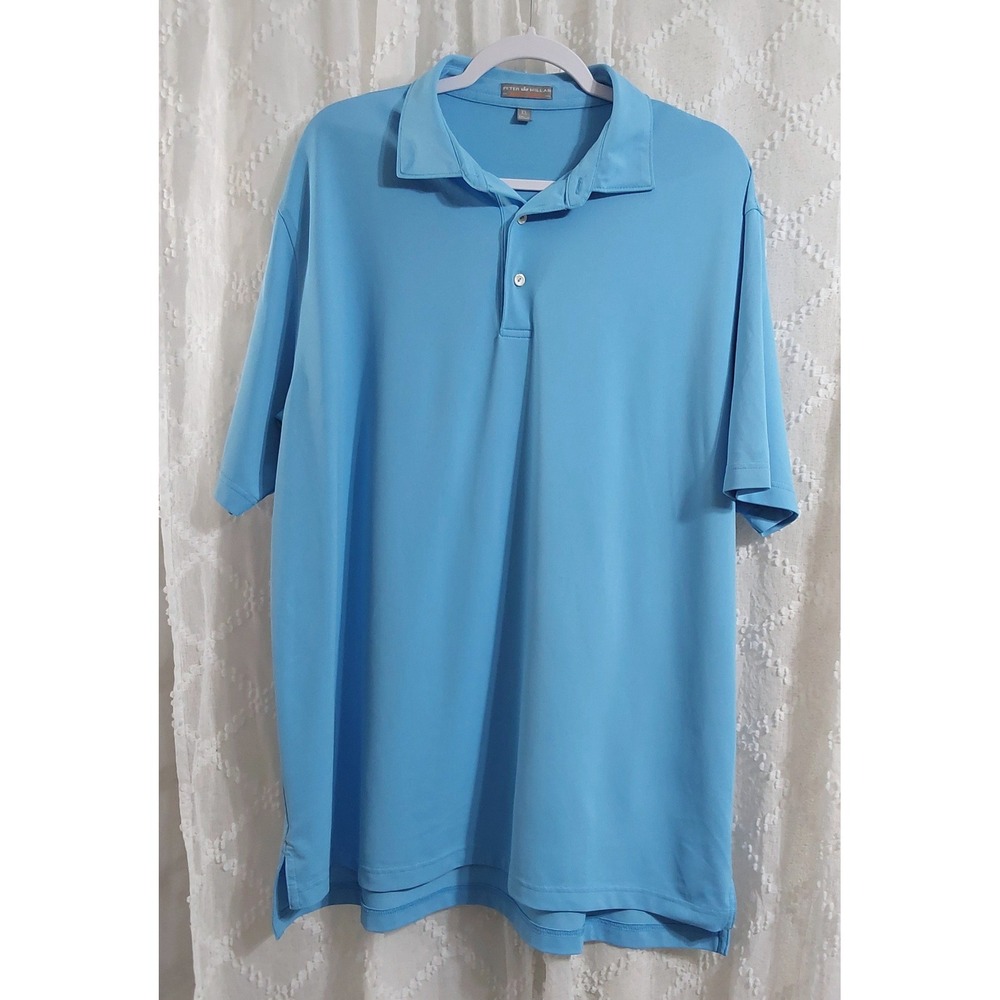 Peter Millar Summer Comfort Mens XL Light Blue Performance Polo Shirt